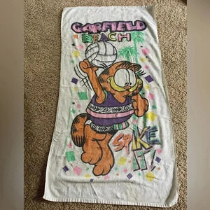 Vtg 1978 Garfield - Beach Volleyball - Jim Davis Beach Towel 52” X 28” Franco